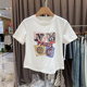YHS9856卡通字母印花T恤2024夏季新款短款T恤女百搭显瘦短袖上衣