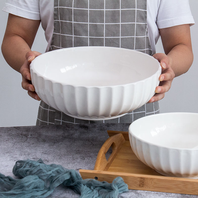 纯白色超大号汤碗家用水煮鱼大碗创意酸菜鱼碗商用陶瓷面碗和面盆