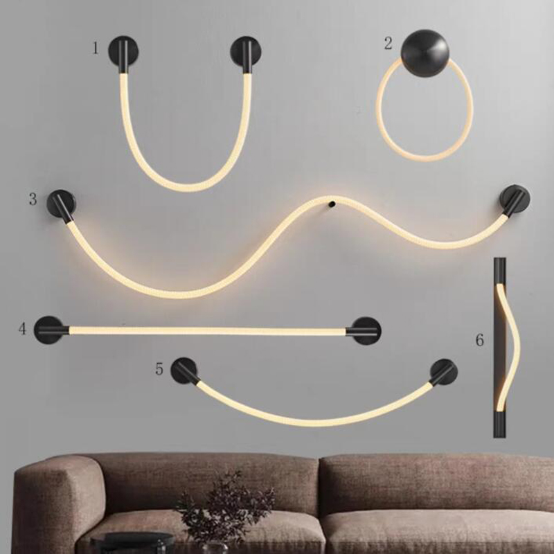 现代极简客厅轻奢线条硅胶音符壁灯北欧简约创意艺术卧室床头灯具