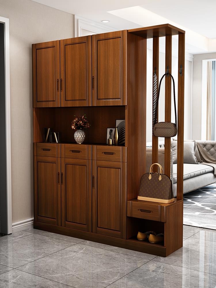 全实木鞋柜家用门口玄关柜橡木小户型入户门厅柜一体中式客厅隔断