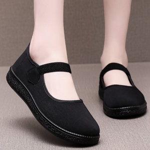 女士布鞋平底休闲鞋老北京图片