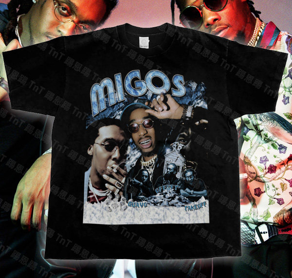 migosicyhiphopvintageraptee说唱宽松嘻哈复古t恤