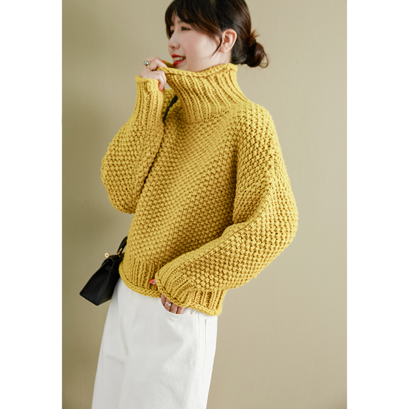 手编毛衣女款 纯手工_妈妈织的毛衣 "大棒针" ,纯手工编织!