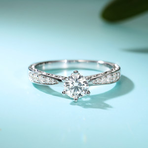 宝石矿工 18k白金六爪gia钻石戒指结婚戒求婚戒钻戒戒托定制女士