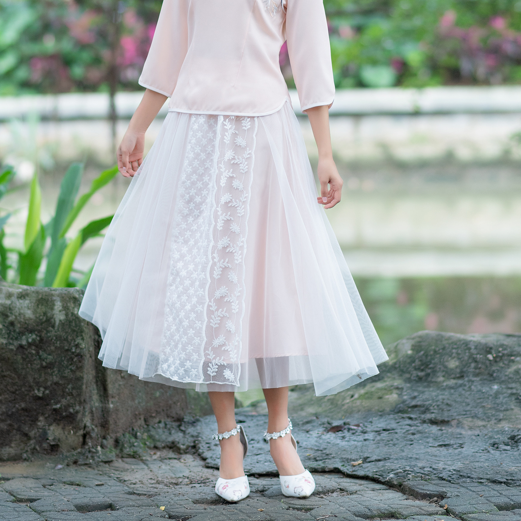 实拍民国风复古文艺百搭半裙网纱裙半身长裙仙女裙