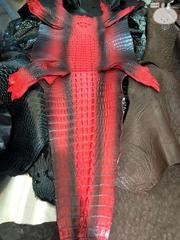 新款鳄鱼背皮黑红双色手工DIY皮具皮料真鳄鱼皮骨皮经典皮料
