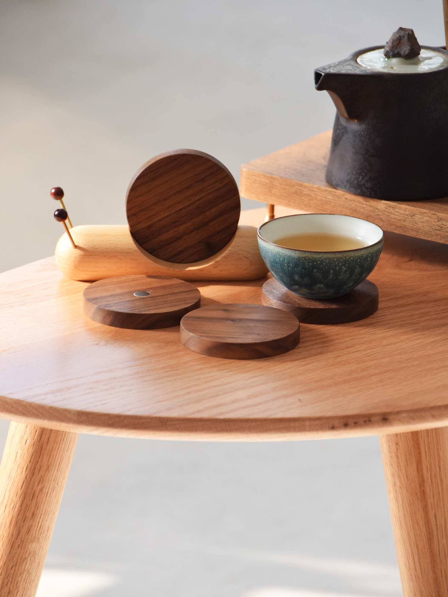 【蜗牛杯垫 】创木工坊木隔热防烫套装摆件磁铁杯托茶杯碗垫子