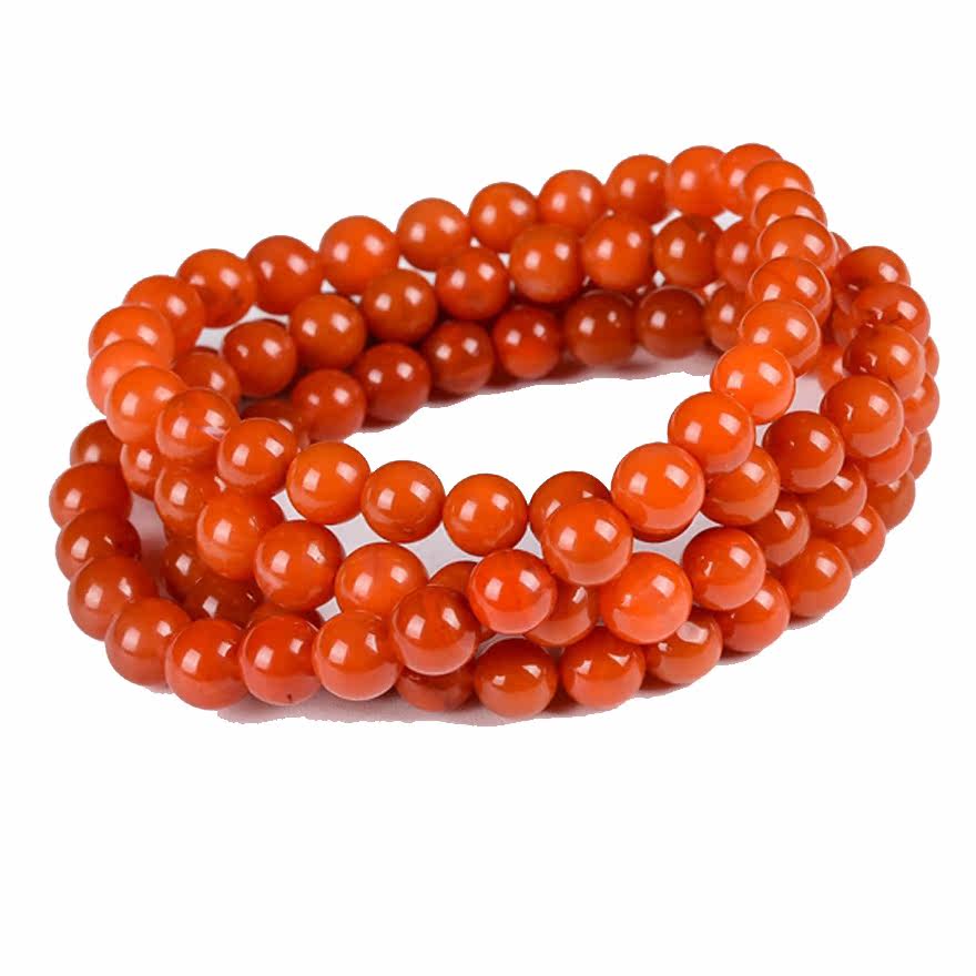 58.80g 南红玛瑙圆珠手链项链 - 拍卖