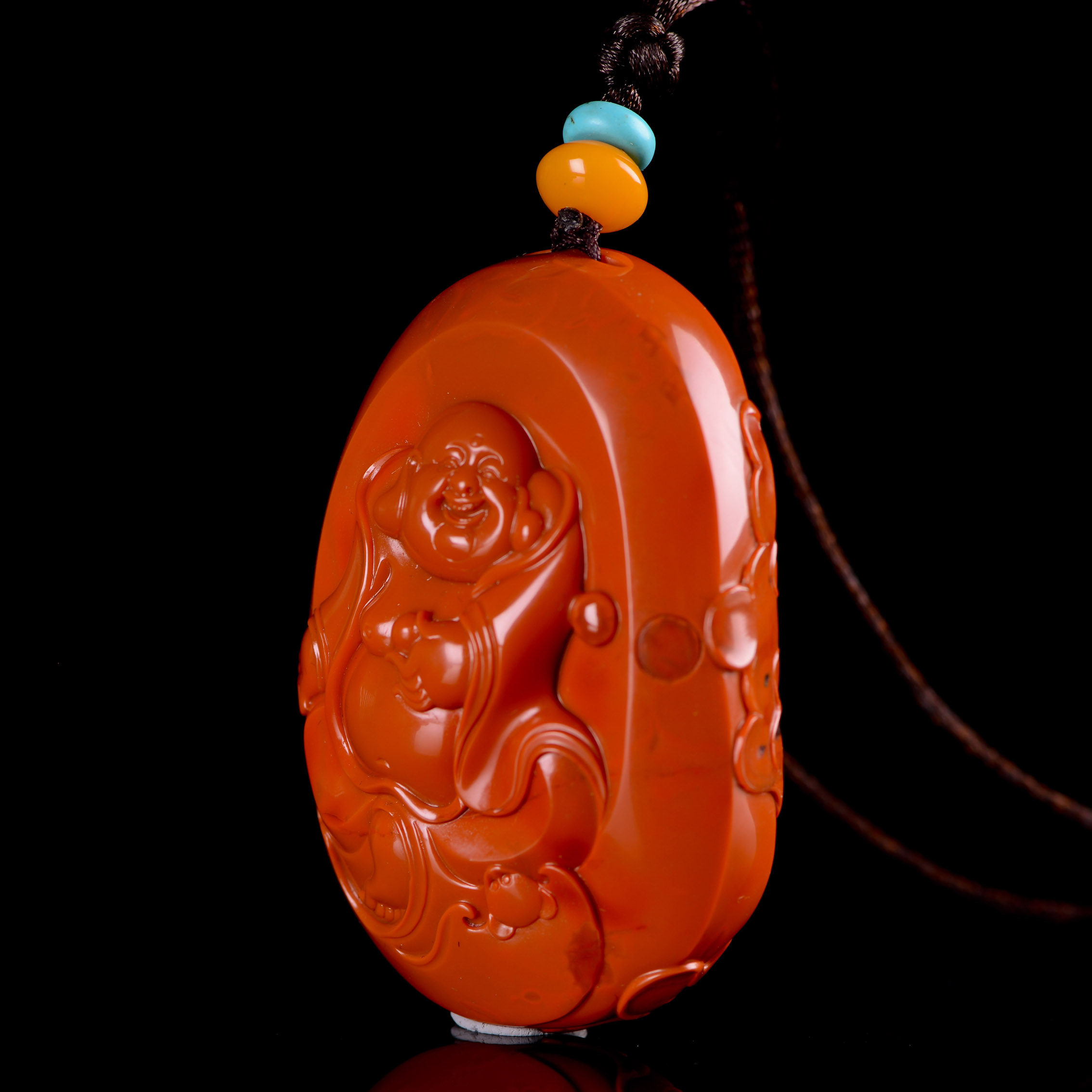 苏工精品南红玛瑙 1854 笑口常开 重约103.56g