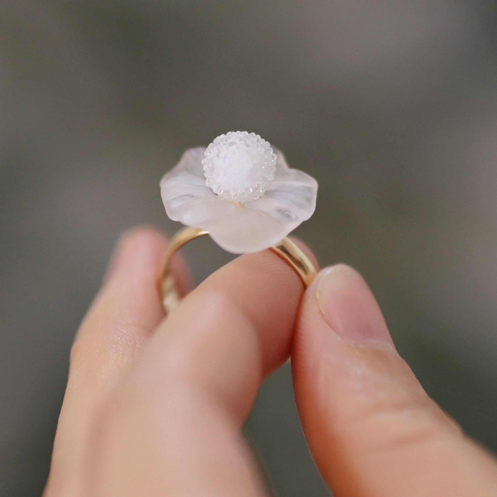 鸟与胡子手工仙女简约个性文艺日系小众可调节纽扣花朵戒指新款