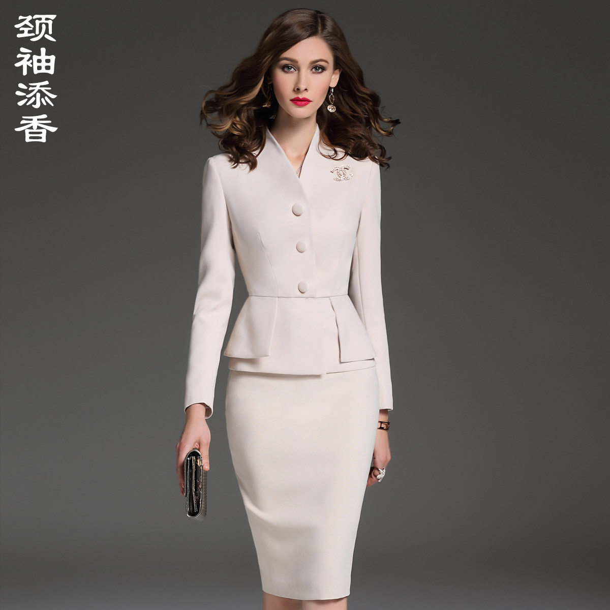 颈袖添香2022年秋新款女装高端大牌职业西装套装裙主持人工作正装