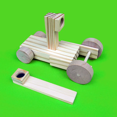 diy科技小制作幼儿手工作业 科技小发明磁动力小车木质拼装玩具