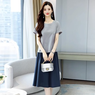 两件套连衣裙女夏季2024新款韩版气质小个子时尚休闲棉麻套装裙子