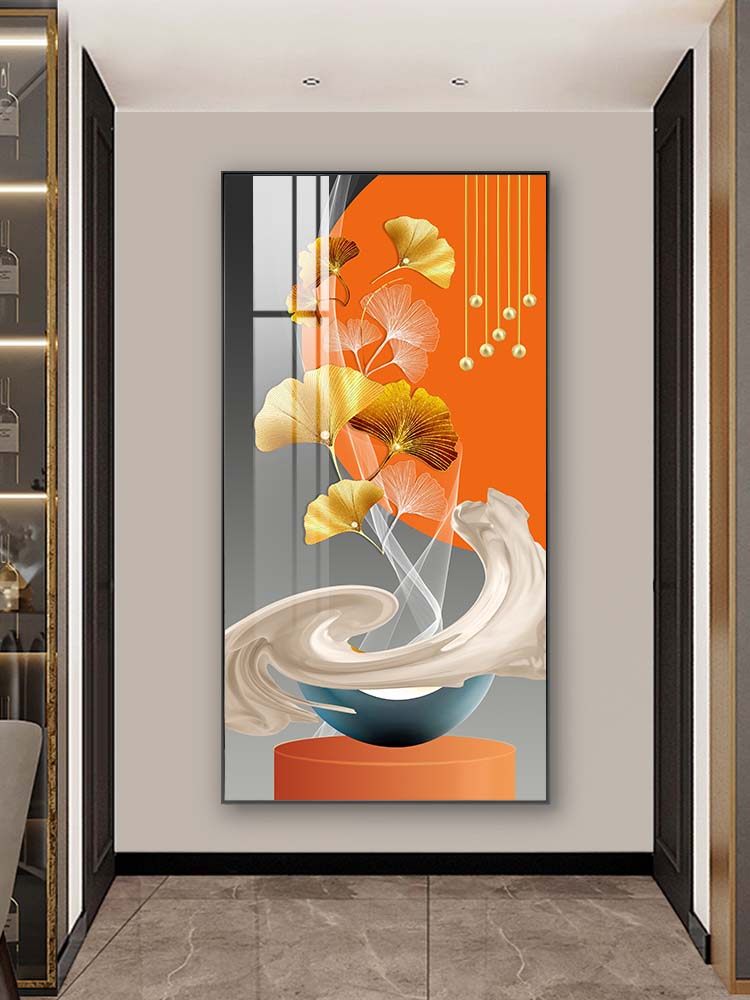 大芬油画村进门玄关装饰挂画现代高档简约入户客厅生财壁画轻奢风