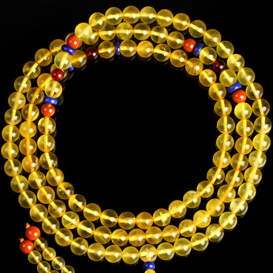 10g 7.8mm 精品天然金珀108颗佛珠 65937