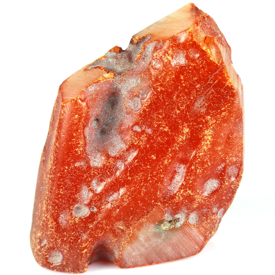 53.26克【强荧光】大颗罕有精品带皮红皮蜜蜡原石 790815