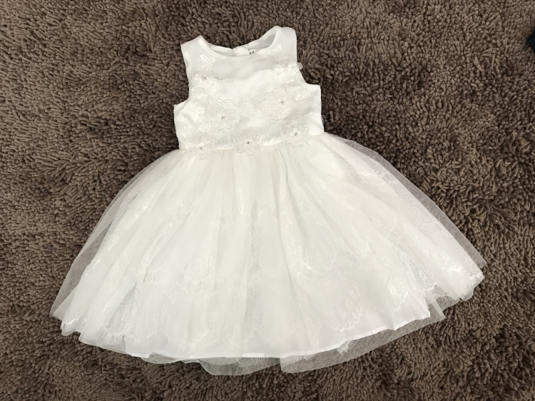 唯美女童礼服裙 连衣裙 六一演出服白色珍珠花朵蕾丝儿童公主裙子