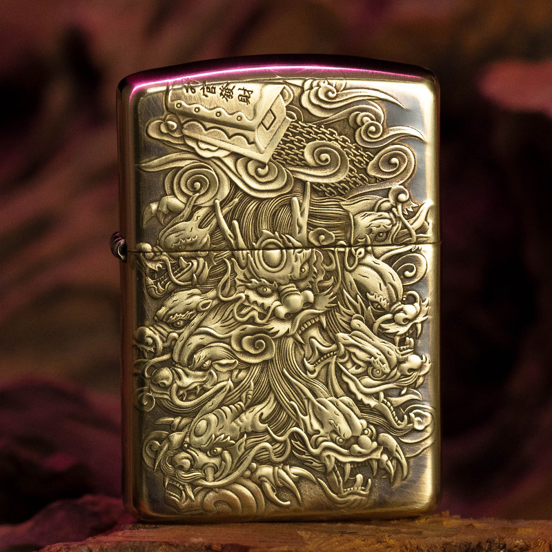 打火机zippo正版蝎子浮雕暗黑大象盘玩防风煤油火机男士送礼zippo