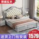 美式轻奢实木床1.8米双人床主卧现代简约软包床欧式2米高箱储物床