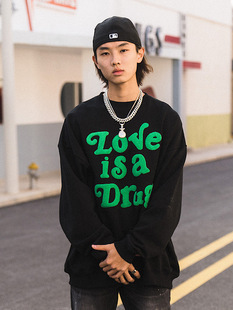 airway潮牌宽松嘻哈药物圆领套头卫衣国潮情侣男女潮流长袖上衣