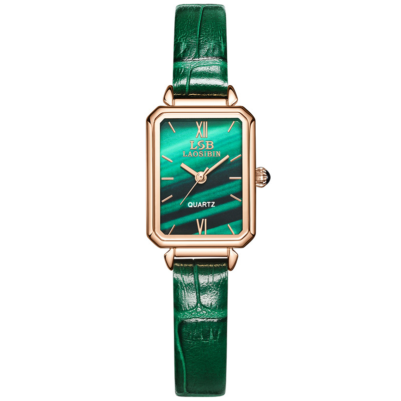 lsb劳斯宾小绿表女士电商直播同款小方表时尚复古ins轻奢小众女表