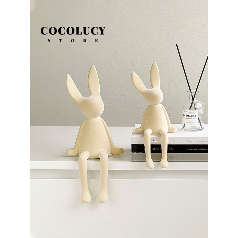 CoCoLucy坐姿植绒兔子摆件轻奢高档客厅电视柜新年装饰家居饰品