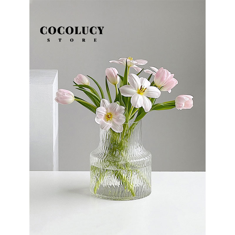 CoCoLucy透明玻璃冰川花瓶摆件ins风客厅插花水养高级感餐桌装饰