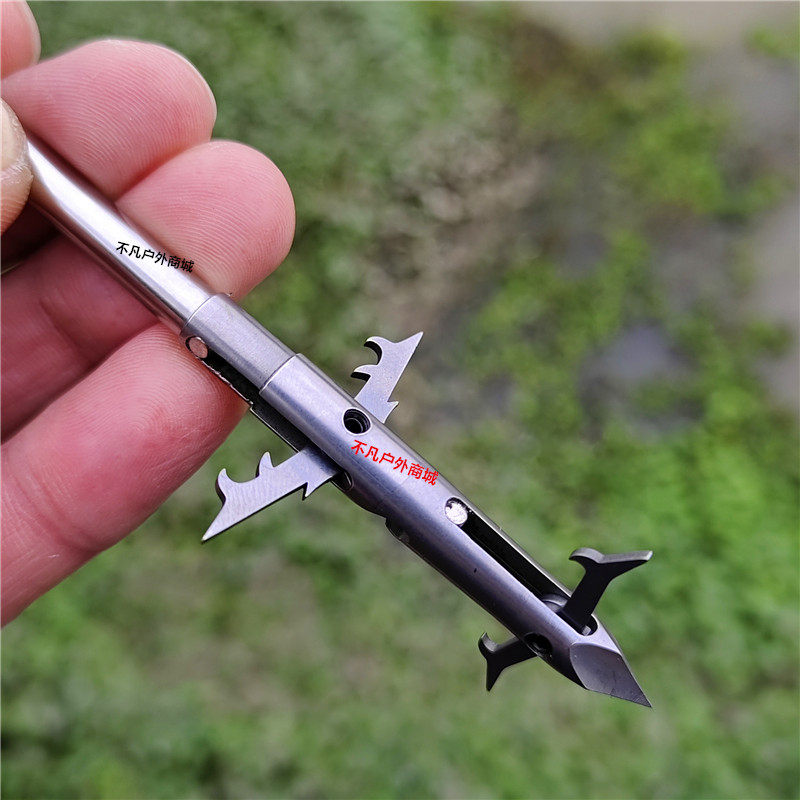 新款4棱4倒刺深水猎鲲440不锈钢弹弓打鱼强磁四棱狼牙飞鲨射鱼镖