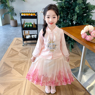 女童马面裙春季套装2024新款儿童女孩夏季唐装两件套中国风古装裙