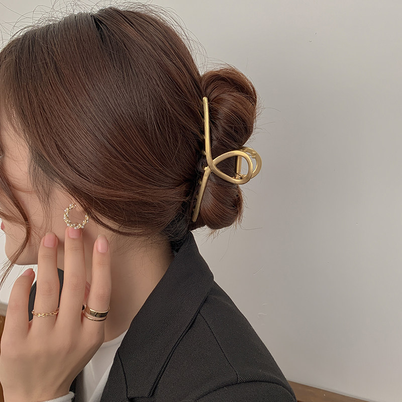 韩国鲨鱼夹网红精致头发夹子头饰金属发夹后脑勺抓夹丸子头发饰女