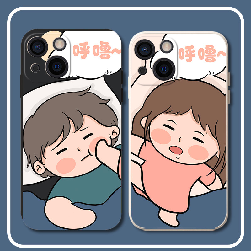 睡觉情侣手机壳苹果13男女iphone12pro一对ipone11秀恩爱ip小众卡通i