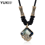 YUKI gold incense chain Crystal sweater necklace long Korea fashion Joker Valentine''s day gifts