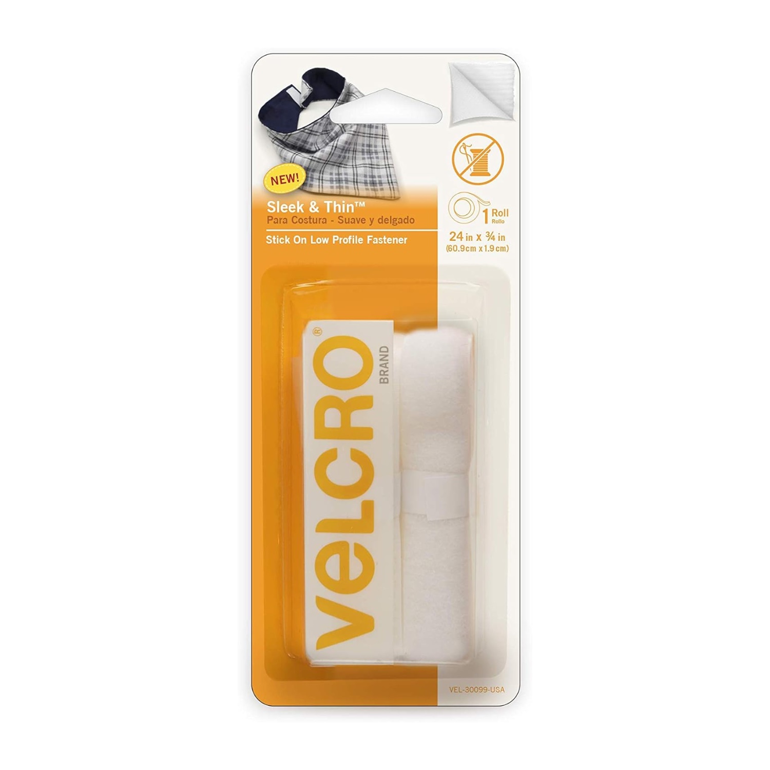 VELCRO Brand (超薄)织物专用背胶魔术贴全棉牛仔帆布面料免缝纫