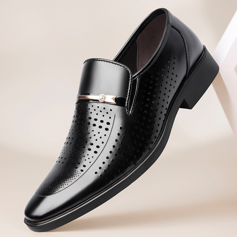 男士皮凉鞋商务正装皮鞋真皮夏季透气镂空洞洞鞋内增高休闲爸爸鞋