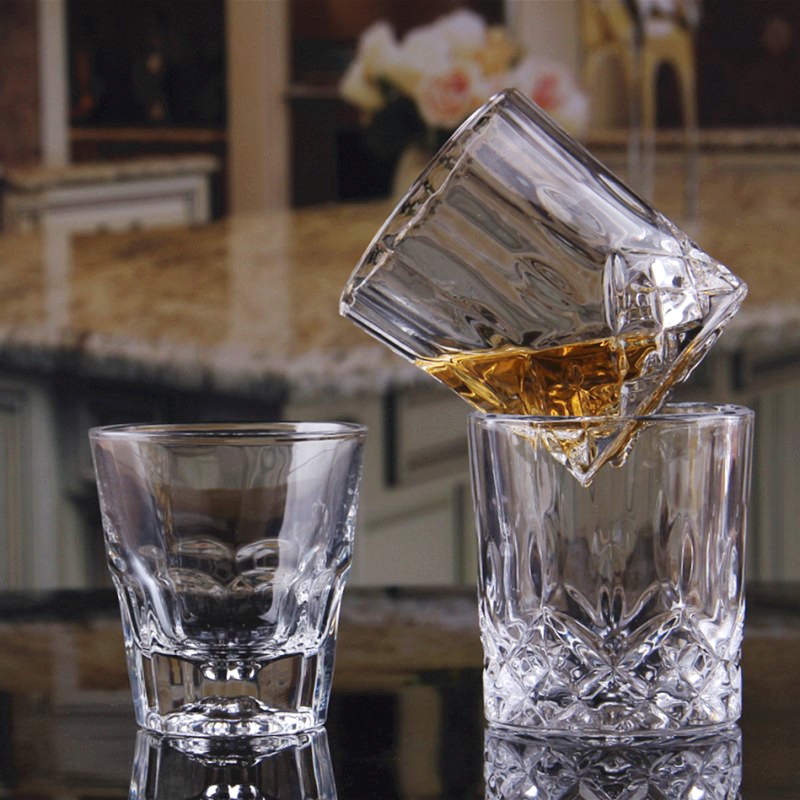 威士忌酒杯洋酒杯水晶玻璃创意八角杯加厚耐热家用无铅杯kTV酒杯