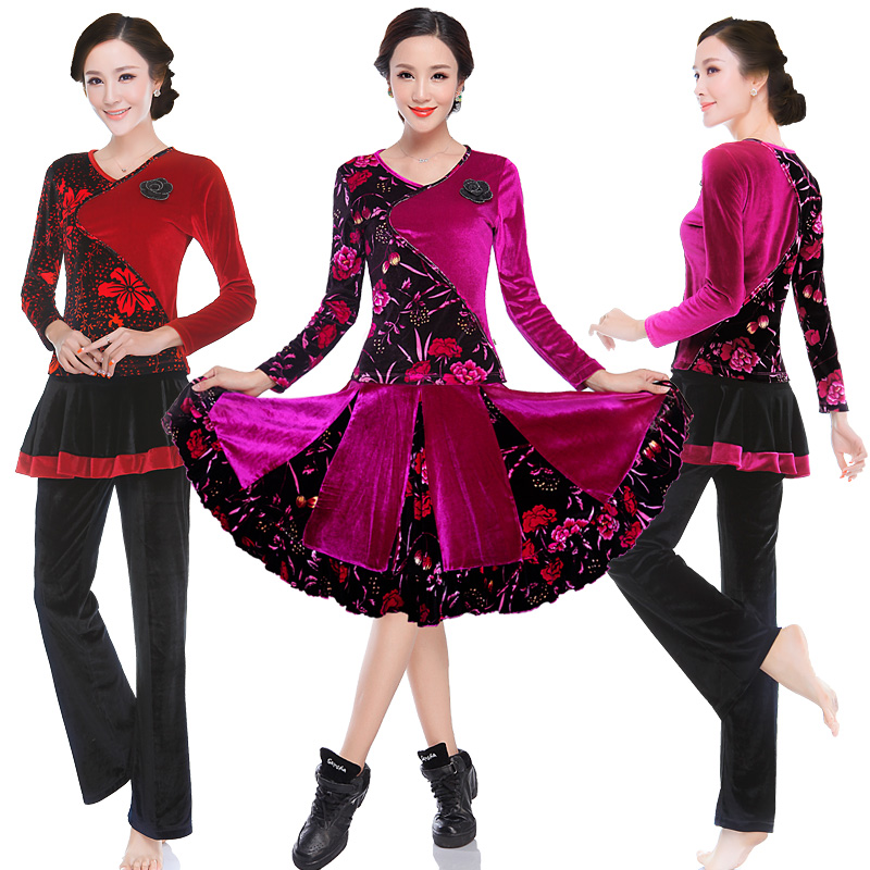 天矛广场舞服装新款套装秋冬季金丝绒中老年跳舞蹈演出服在类目 运动/瑜伽/健身/球迷用品, 舞蹈/健美操/体操, 拉丁舞, 拉丁舞练习套装中 - 来自Buy2taobao.com提供专业的淘宝代购服务