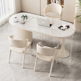 馨佰利现代简约岩板茶桌椅组合奶油风办公室泡茶台家用小户型书桌