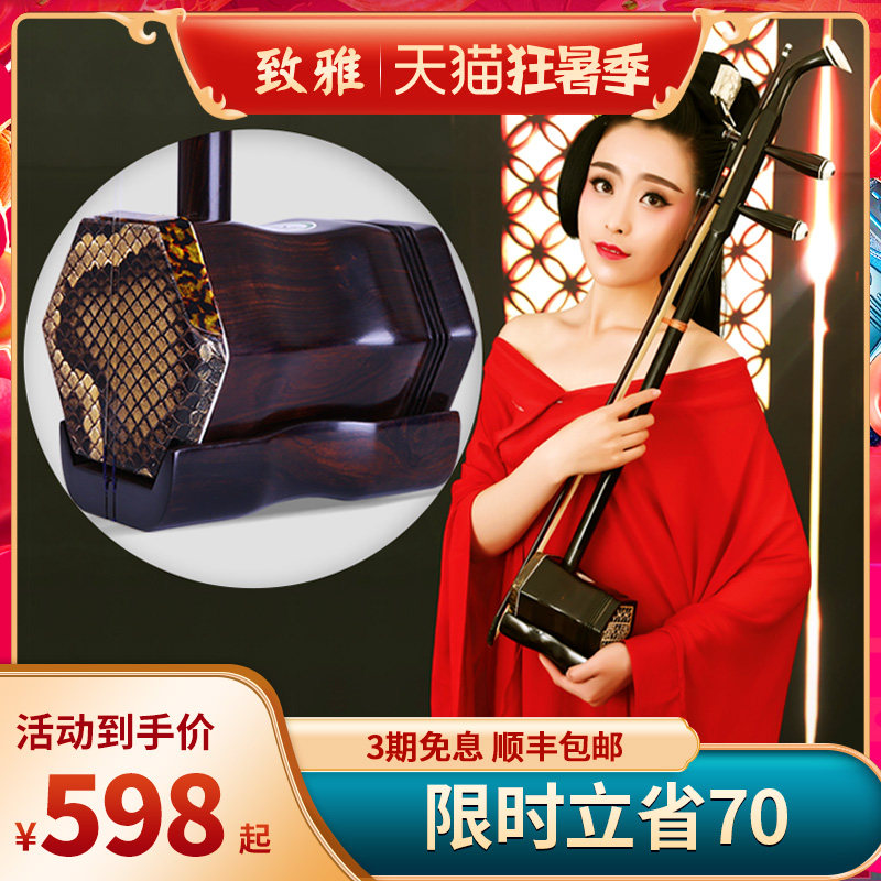 致雅苏州黑檀二胡乐器专业演奏初学者铜轴考级通用名牌厂家直销