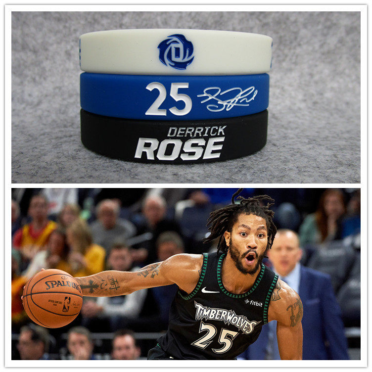 篮球森林狼队25号玫瑰运动克罗斯签名夜光德里手环硅胶腕带