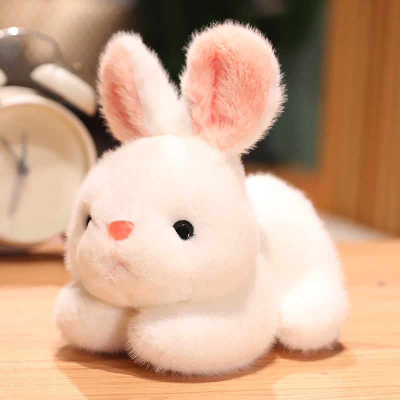可爱趴小白兔公仔毛绒玩具女孩迷你兔子陪睡玩偶儿童安抚布娃娃枕