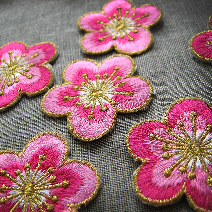 桃花樱花刺绣花布贴花烫花装饰贴补补丁缝纫海绵垫