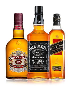 芝华士12年苏格兰威士忌尊尼获加黑方黑牌杰克丹尼洋酒套餐