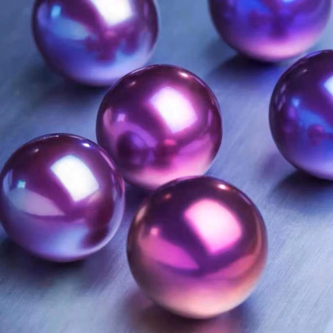 天然淡水  爱迪生牛油果金属妖紫色单珠  鲜活现场开蚌取珍珠直播