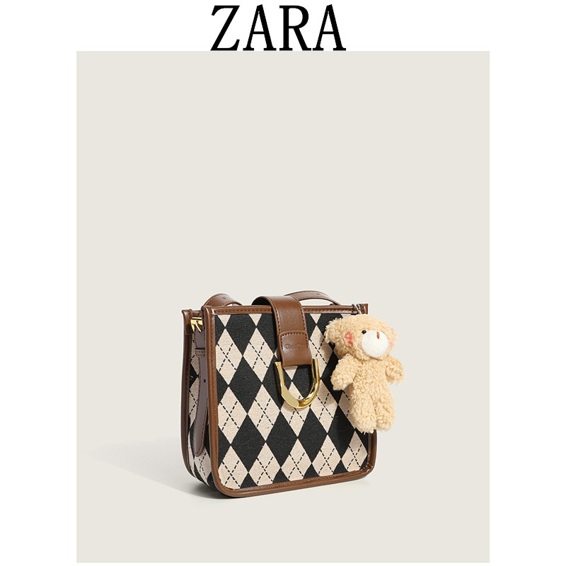 zara女包官网新款复古手提水桶包包2021潮秋冬时尚百搭斜挎单肩包