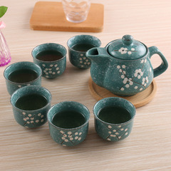 特价家用功夫茶具套装六个装陶瓷杯喝花茶壶下午茶具礼品不带茶盘
