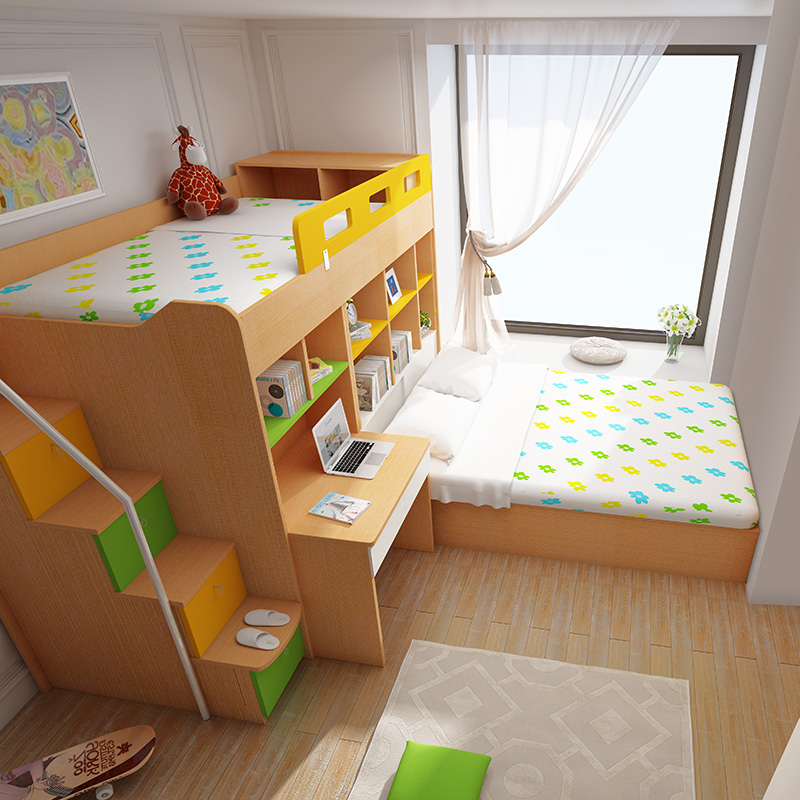 多功能儿童床榻榻米定制高低床上下床双层床书桌衣柜组合子母床