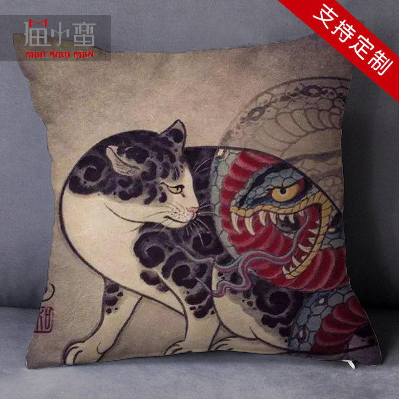 Monmon cats日本山口紋身貓咪紋身館潮品裝飾抱枕被定制沙發靠墊在類目 居家布藝, 靠墊/抱枕中 - 來自Buy2taobao.com提供專業的淘寶代購服務
