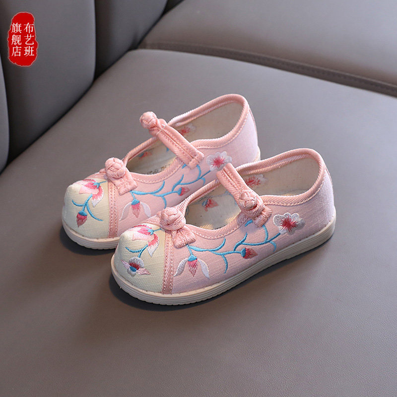 汉服鞋儿童绣花鞋女童宝宝老北京布鞋古风古装中国风表演民族鞋