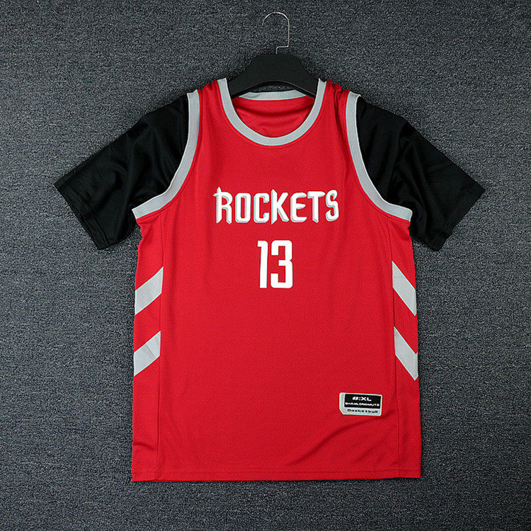 善龙姆特/夏季火箭哈登13号运动潮流篮球球衣透气短袖t恤假两件