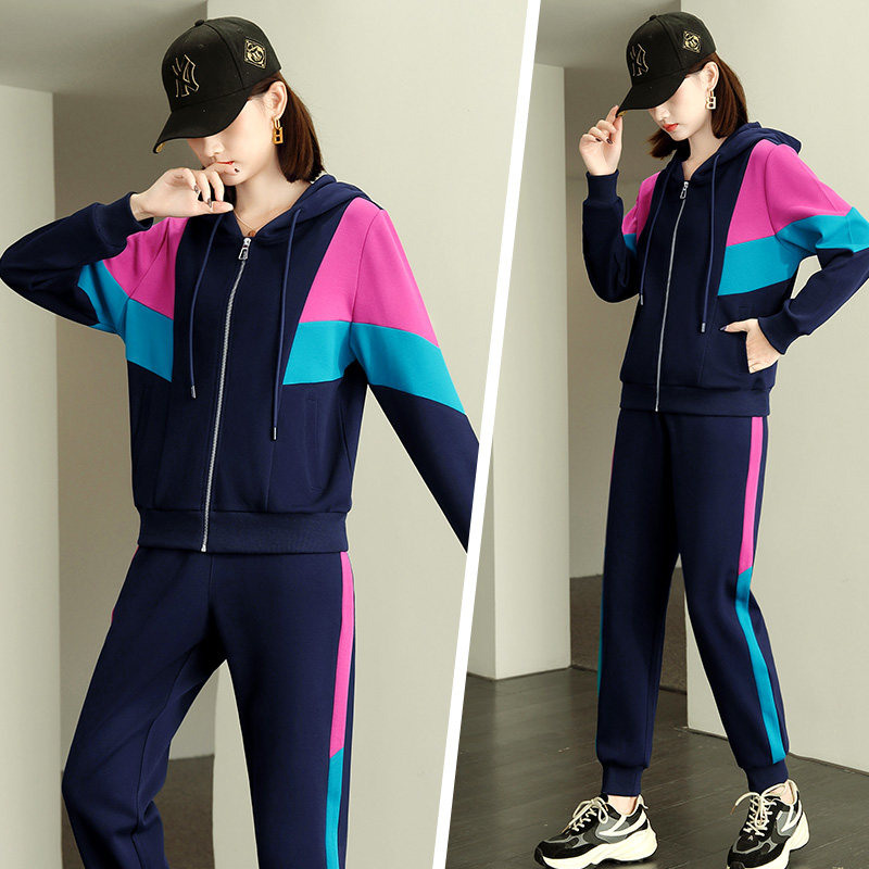 2022秋季新款精品女子休闲运动套装春长袖网红外套两件套朱地罗马